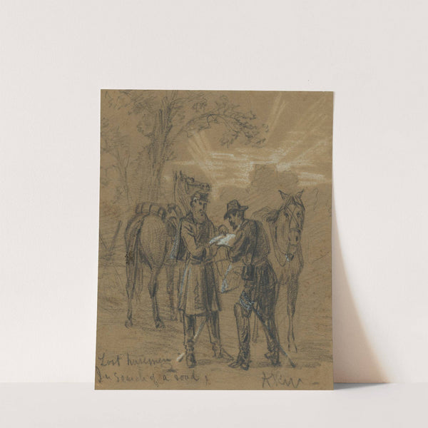 Lost horsemen. In search of a road (1862) by Alfred Rudolph Waud