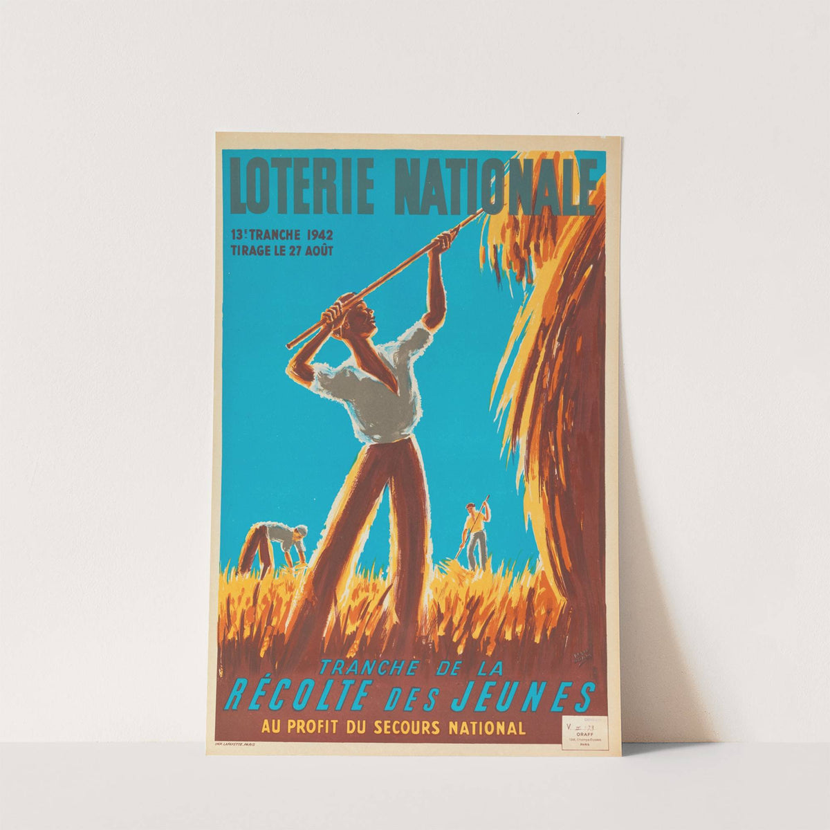 Loterie Nationale 13e Tranche 1942 Tirage Le 27 Août Tranche De La Recolte Des Jeunes Au Profit Du Secours National (1942) by Roger Adam
