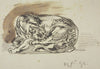 Löwin, ihre linke Hinterpfote leckend (1858)