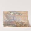 Lucifer flying over the city by Sydney Harold Meteyard