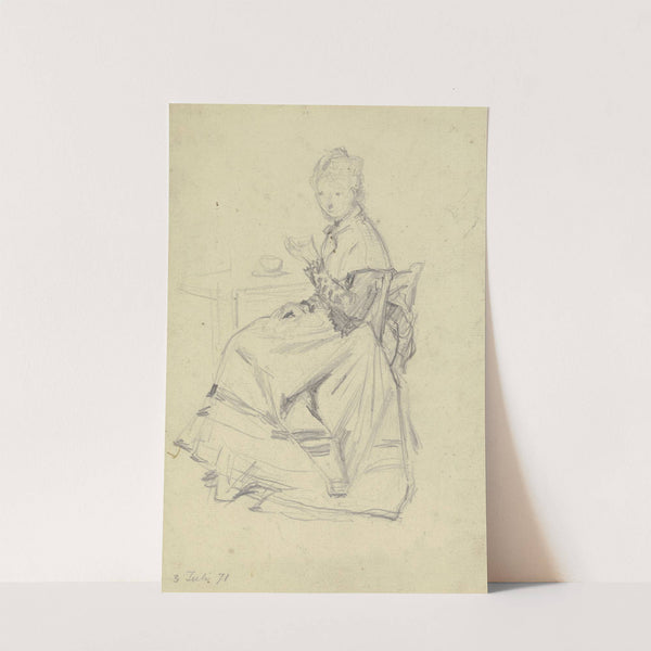 Luise Scholderer am Tisch sitzend (1871) by Otto Scholderer