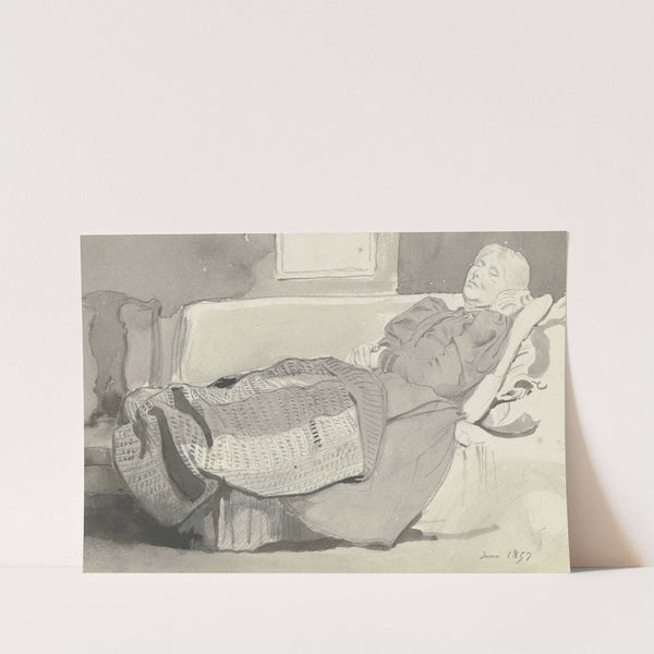 Luise Scholderer auf dem Sofa schlafend (1897) by Otto Scholderer
