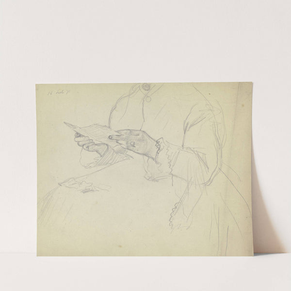 Luise Scholderer, ein Buch lesend, Detail der Hand by Otto Scholderer
