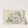 Luise Scholderer lesend mit Katze by Otto Scholderer