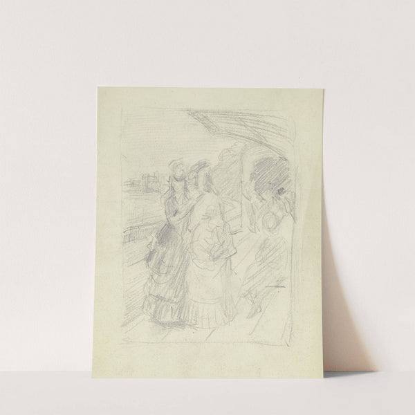 Luise Scholderer mit Begleiterin auf dem Bahnsteig by Otto Scholderer