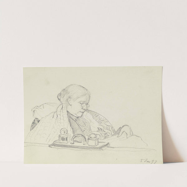 Luise Scholderer schreibend by Otto Scholderer