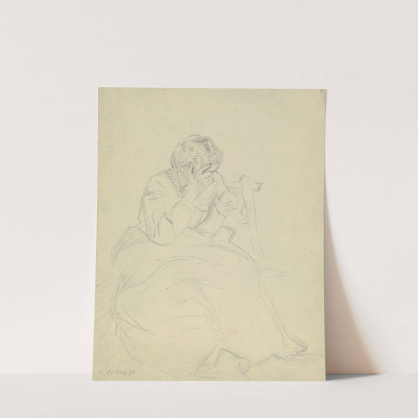 Luise Scholderer sitzend, mit aufgestütztem Kopf by Otto Scholderer