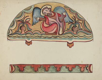 Lunette and Detail from Altar Church at Sanctuario, Chimayo