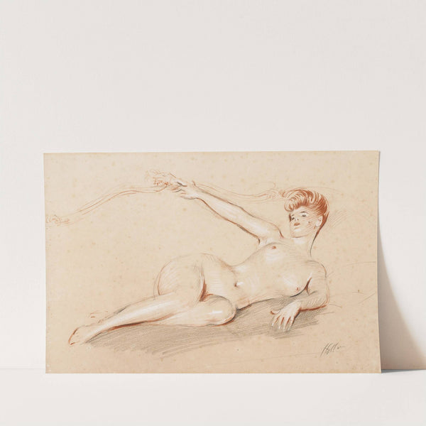 Lying Nude On A Sofa by Paul César Helleu