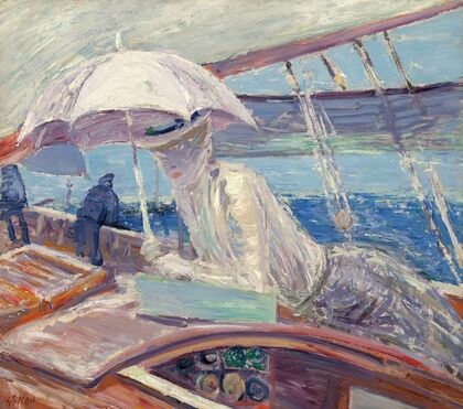 Madame Helleu aboard the yacht ‘Bird’