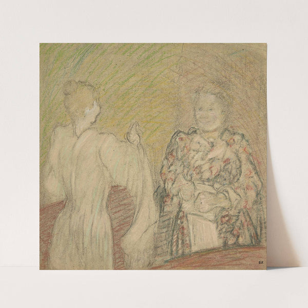 Madame Vuillard conversant avec une jeune fille (Circa 1893) by Édouard Vuillard
