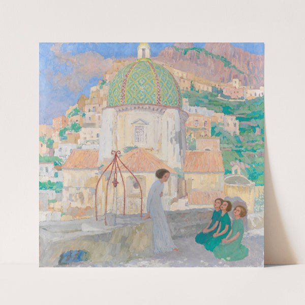 Mädchen am Brunnen vor Santa Maria Assunta Positano (1910-1915) by Carl Plückebaum