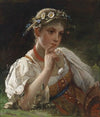 Mädchen in Tracht mit Blumenkranz