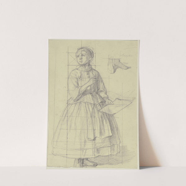 Mädchen mit einem Papierbogen by Jakob Becker