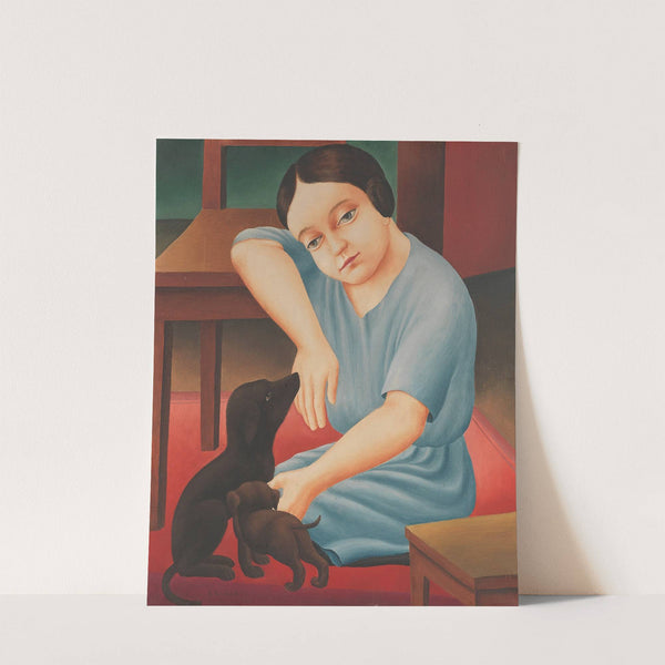 Mädchen mit Hunden by Georg Schrimpf