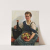 Mädchen mit Obstkorb und Weinflasche (1930) by Otto Keck