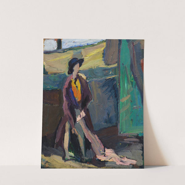 Mädchen mit Pelz auf grünem Grund (1910) by Hermann Stenner