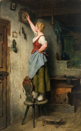 Mädel an der Uhr