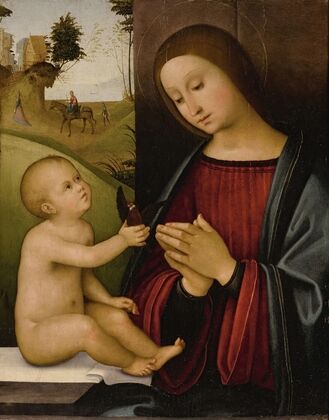 Madonna and Child holding a goldfinch