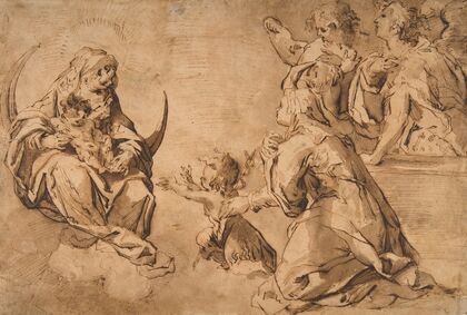 Madonna and Child with Saint John, Saint Anne, and Two Angels in Adoration