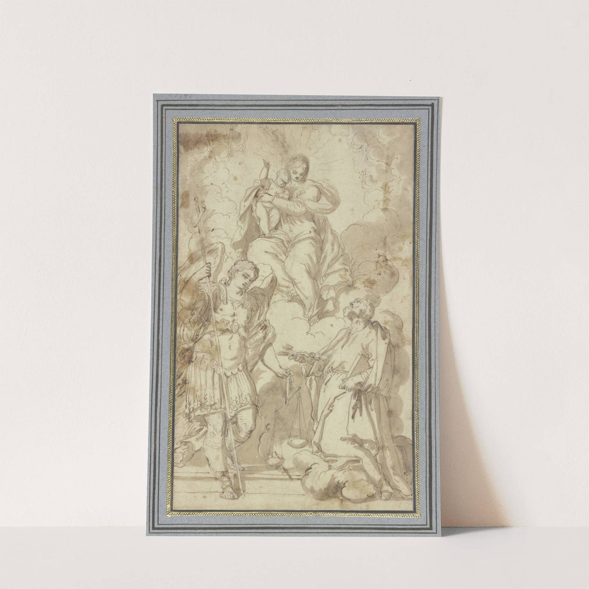 Madonna in Wolken, verehrt vom Erzengel Michael und dem Heiligen Petrus by Carlo Caliari