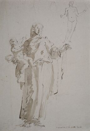 Madonna mit dem Rosenkranz und weiblicher Akt