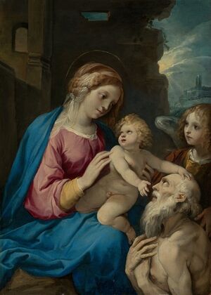Madonna mit Kind, Hieronymus und Engeln — size preview