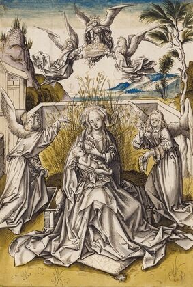 Madonna with angels in a landscape