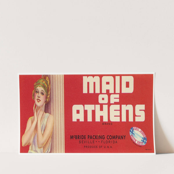 Maid of Athens Brand Citrus Label (1940s)