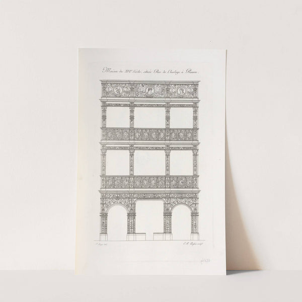 Maison du XVIe. siècle, située rue de l&#8217;horloge à Rouen. (1839) by Nicolas Xavier Willemin