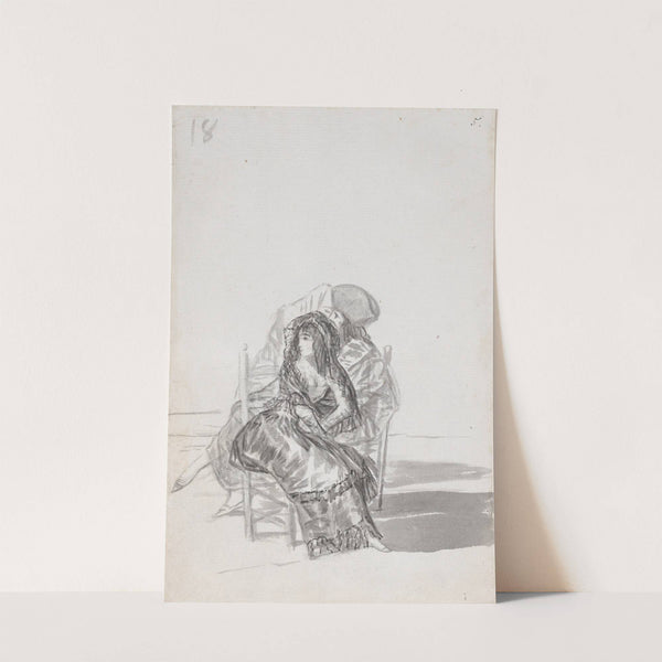 Maja seated on a chair and two companions behind (1795–1797) by Francisco de Goya