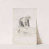 Male figure and boat on the beach (Between 1878 and 1880) by Hans Gude