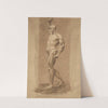 Male figure, nude, hands clutching batons, right arm upraised, seen from side by John Rubens Smith