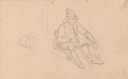 Male head; seated male figure (between 1855 and 1857)