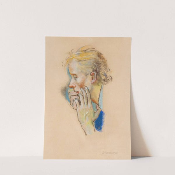 Male head, study of a figure to the rights of Polonia (1893) by Stanisław Wyspiański