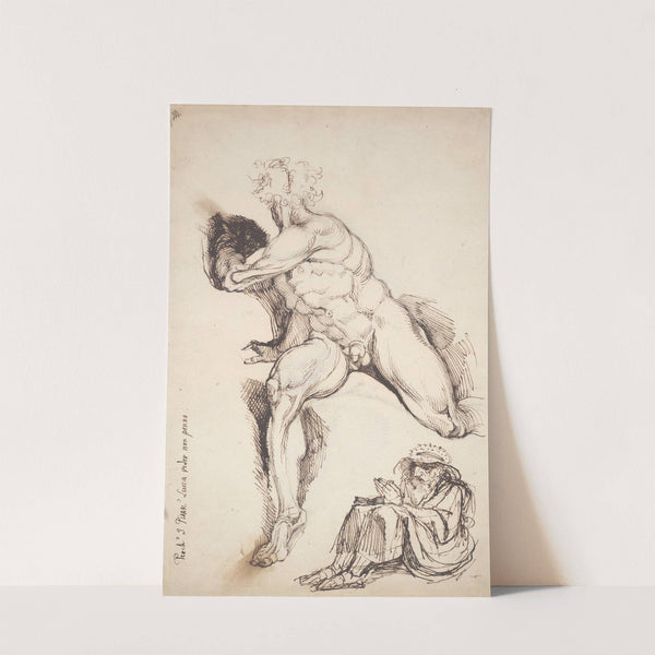 Male nude and seated hermit by Henry Fuseli