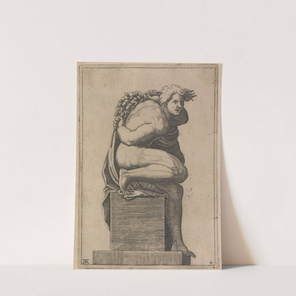Male Nude from Panel of &#039;God Separating the Waters...&#039; by Adamo Scultori