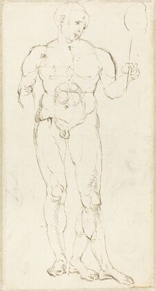 Male Nude Holding a Mirror (recto)