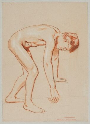 Male Nude Leaning Forward in Profile (1890 - 1900)