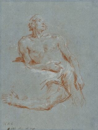 Male Nude Leaning on His Elbow (verso)