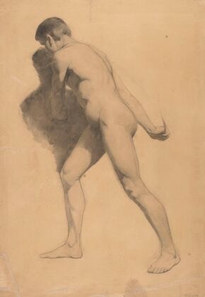 Male Nude Seen from the Side (1860)