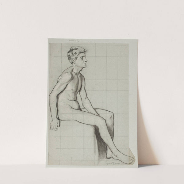 Male Nude Sitting in Profile (1890) by Hans Thoma