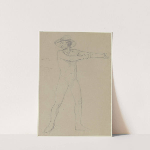 Male nude with hat by Jakob Becker