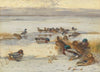 Mallard and teal on a snowy marsh (1907)