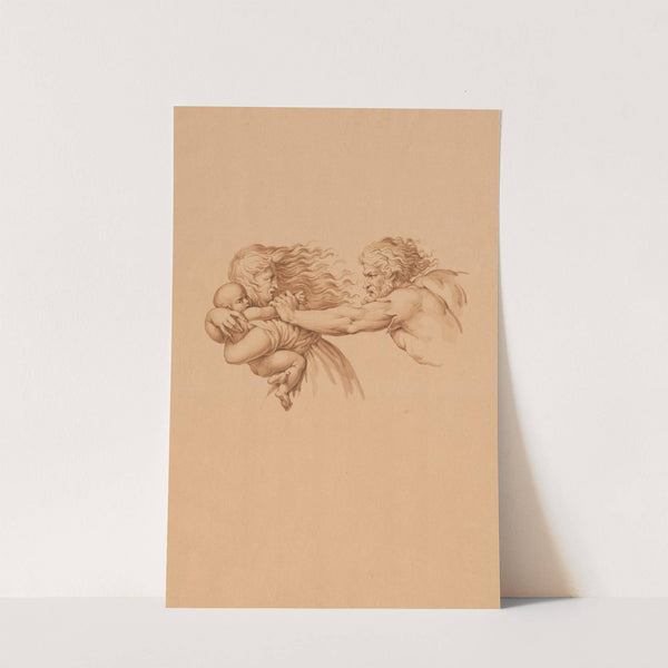 Man grijpt kind van vrouw by David Humbert de Superville