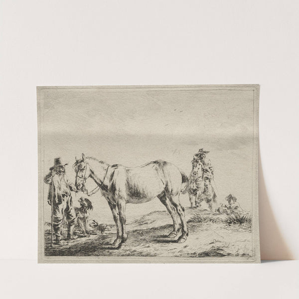 Man holding a horse by the bridle by Dirck Stoop