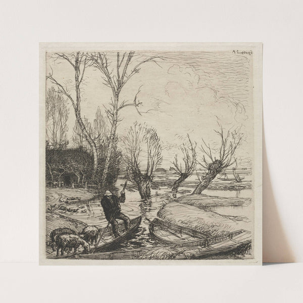 Man in a Boat with Three Sheep (c. 1870–1918) by Auguste Louis Lepère