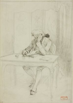 Man in Eighteenth-Century Dress, Seated at Table and Reading