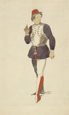 Man in hat, tunic, and tights