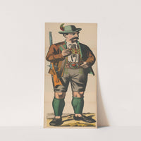 Man in lederhosen and Tyrolean hat holding a rifle over his shoulder by René Ackermann